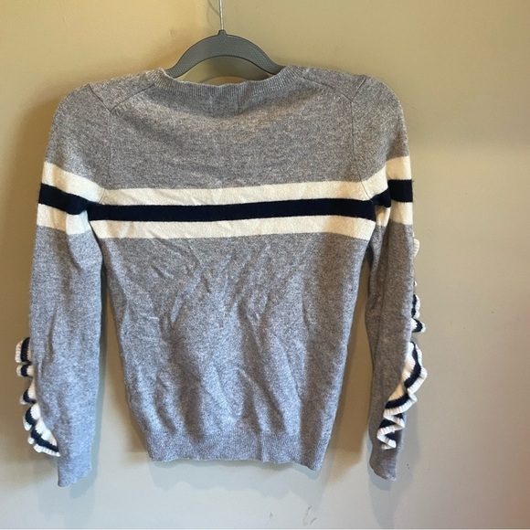 Madeleine Thompson Cashmere Sweater Womens Small Gray Ruffle Crew - Picture 3 of 4